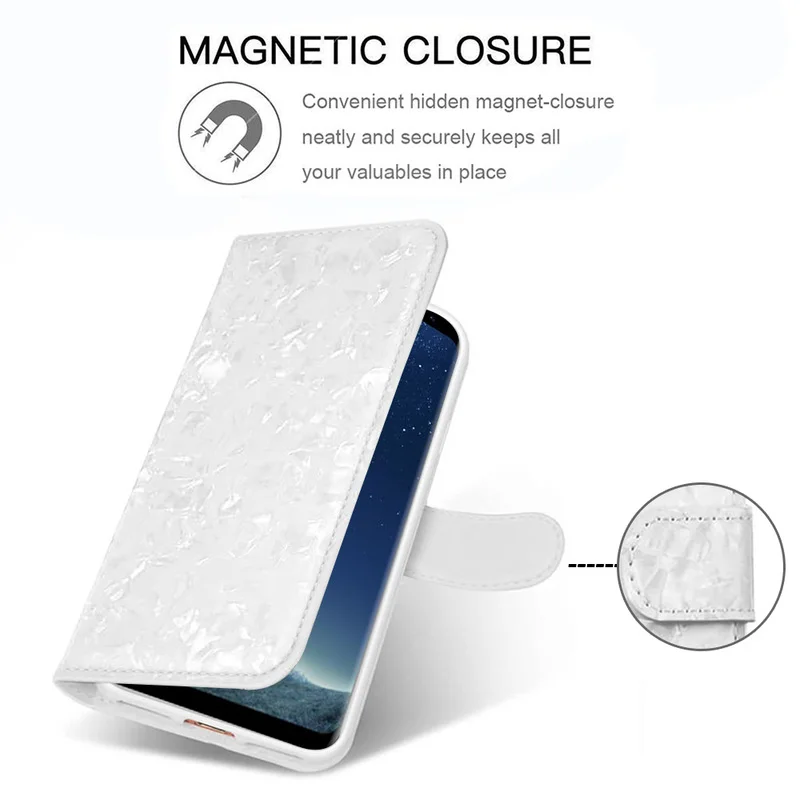 LLZ.COQUE кожаный чехол книжка с мраморными отделениями для карт ручным ремешком Samsung