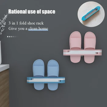 

Folding Shoes Rack Shoe Racks Storage Organizer Wall Mount Slippers Hanging Shelf Slipper Rack Holder 3 In 1 Shoes Organizer