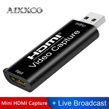 AIXXCO HD 1080P 4K HDMI Video Capture Card USB Video Capture Board Game Record Live Streaming Broadcast Local Loop