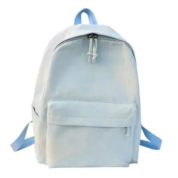 

Fanspack Simple Denim Backpack Solid Color School Backpack Portable Casual School Bookbag Travel Backpack For Students