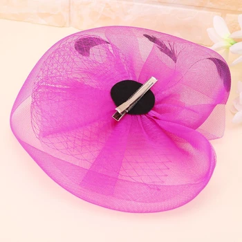 

Women Veil Mesh Feather Fascinator Hat Rhinestone Flower Beaded Hair Clip Party AXYD