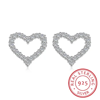 

Korean Earrings S925 Sterling Silver Heart Bling Zirconia Stone Stud Earrings for Women Fine Jewelry 2020 New