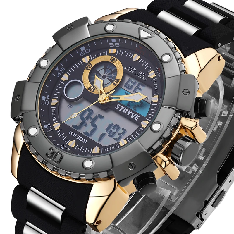 Stryve 8001 Waterproof wristwatches for men hot sales dual movement relojes male fashion designer men luxury watches