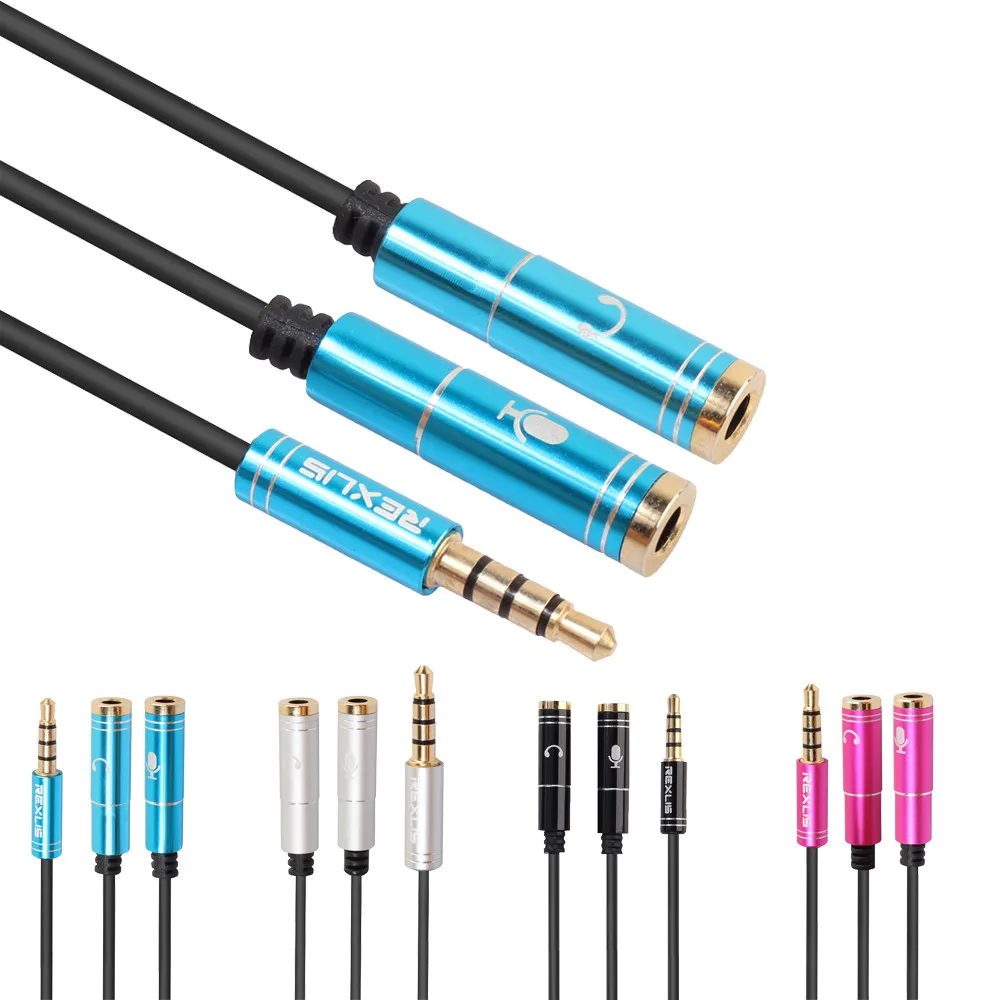 

Useful 3.5mm Stereo Splitter Audio Male To Earphone Headset + Microphone Adapter For computer/xiaomi/huawei Multiple Colours#20
