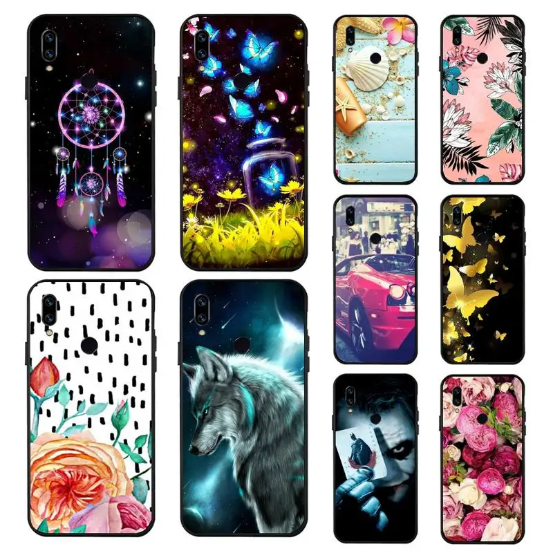 

Dream Catcher Animal Glittering Butterfly Horse Lion Wolf Retro Flower Phone Case For Xiaomi Redmi note 7 8 10 9 s 9t lite pro