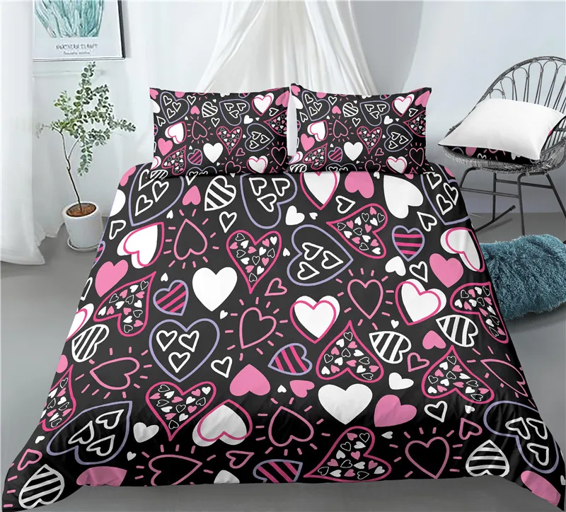 

Home Living Luxury 3D Heart Print 2/3Pcs Comfortable Duvet Cover PillowCase Bedding Sets Queen and King EU/US/AU Size