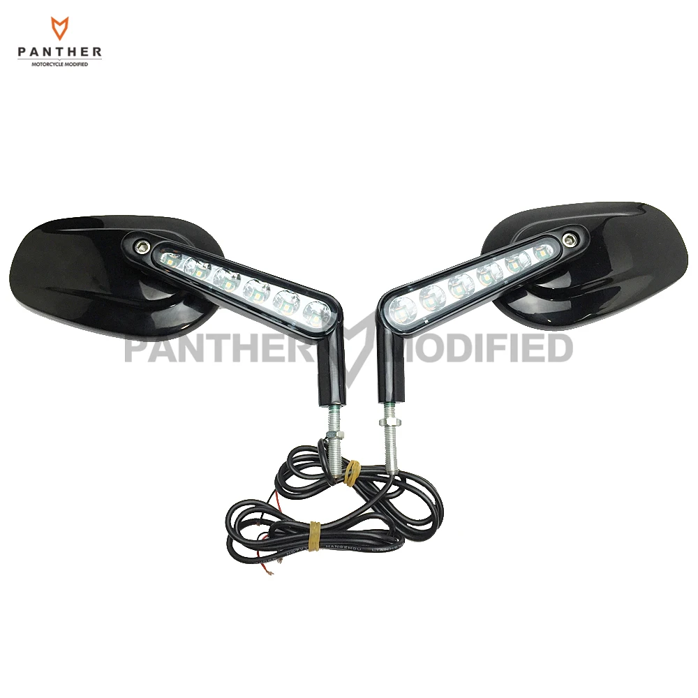  1 Pair Motorcycle Mirror LED Turn Signal Light Moto Rear side View mirrors case for Harley V-ROD V  - 4000043872859