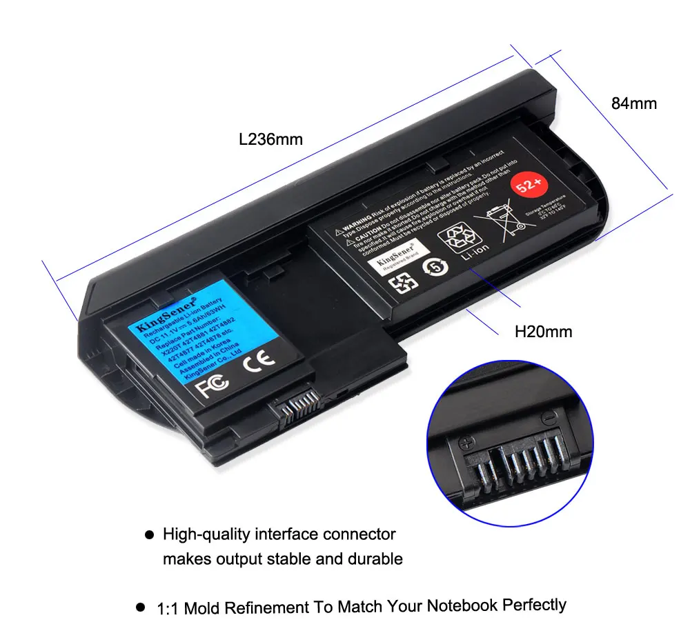ThinkPad X220T Series Tablet, 42T4881, 42T4882, 42T4877, 42T4878, 52 + 11.1V, 5600mAh