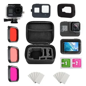 

Waterproof Housing Case Filter Screen Protector Frame Silicone Box Windproof Foam Cover for GoPro Hero 9 Black Camera Accessorie