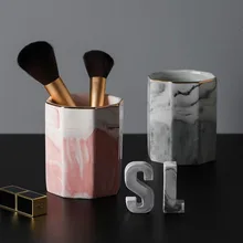Скандинавский стиль Ins мраморная трубка для хранения туалетный столик Настольный макияж щетка стакан для хранения трубка для хранения украшения для офиса дома