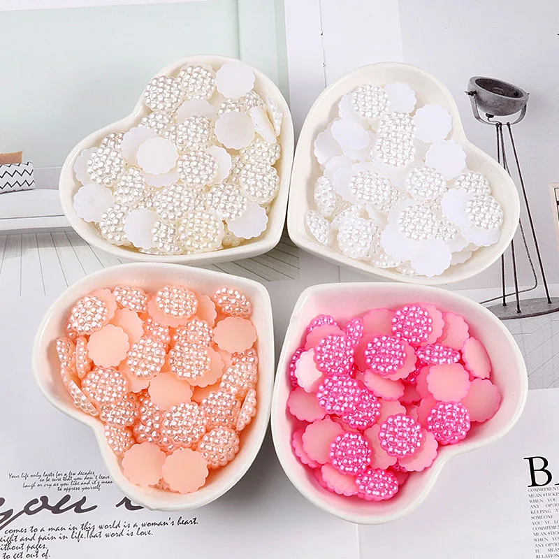 Multi Size Fullstar Shape Craft ABS Resin Flatback Half Round Pearls Flatback Scrapbook Beads 100pcs/lot for DIY 3 color option
