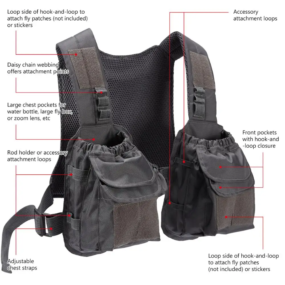 Bassdash D96 Fly Fishing Vest тактическая нагрудная упаковка для мужчин и женщин регулируемые