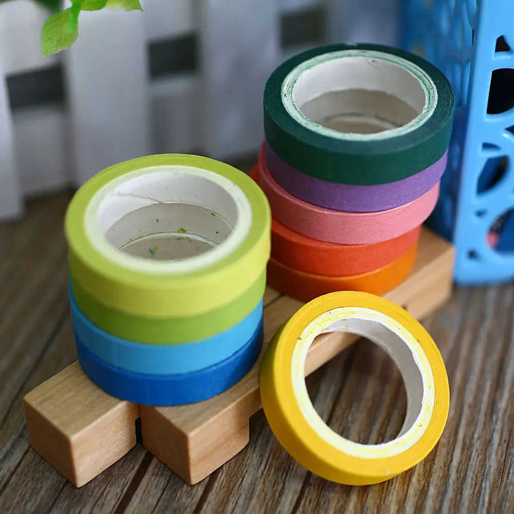 Липкий Бумага Радуга Washi 10 шт. клей малярный Скрапбукинг Декоративные Япония клейкие Ленты Плоская медная клейкая лента
