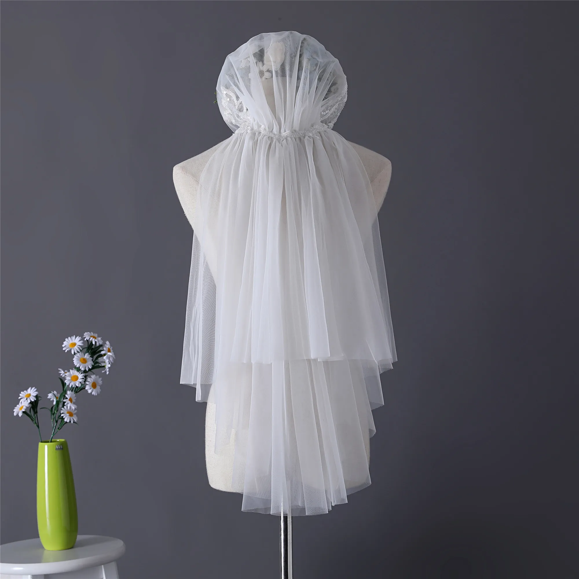 Erosebridal Джульетта Кепка невесты вуаль Локоть Длина свадебная фата цвета слоновой кости короткая вуаль Индивидуальный размер