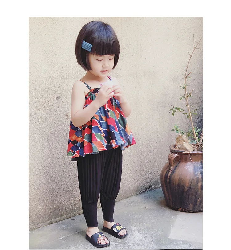 

Girl'S Pants Pleated Skinny Anti Mosquito Pants Harem Pants 19 Summer Wear New Style Childrenswear 2-7-Year-Old