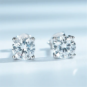 

DY 925 Sterling Silver Earring Cubic Zirconia Rhodium Plating Trendy Simple Design Stud Earring Women Engagement Fine Jewelry