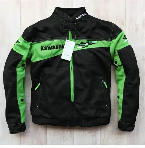 Motorcycle White Jacket For Kawasaki Motorbike Street Moto Rider Mesh Jackets With Protector - Цвет: Green Black