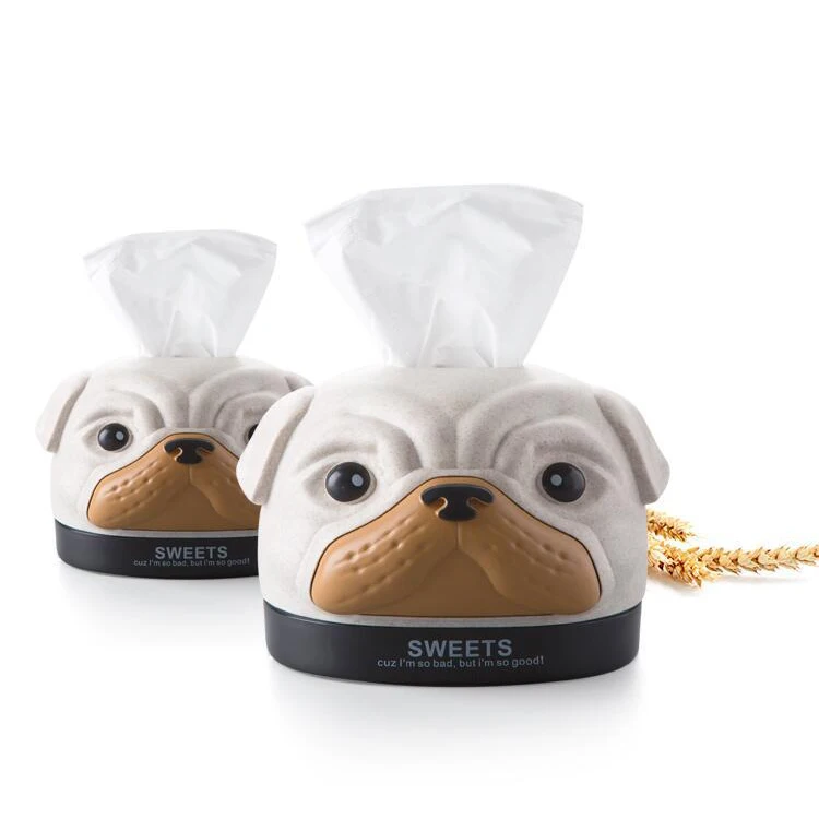 Home Car Tissue Box Container Cartoon Dog Napkin Tissue Dispenser Facial Hand Paper Case Storage Holder Office Desktop Decor