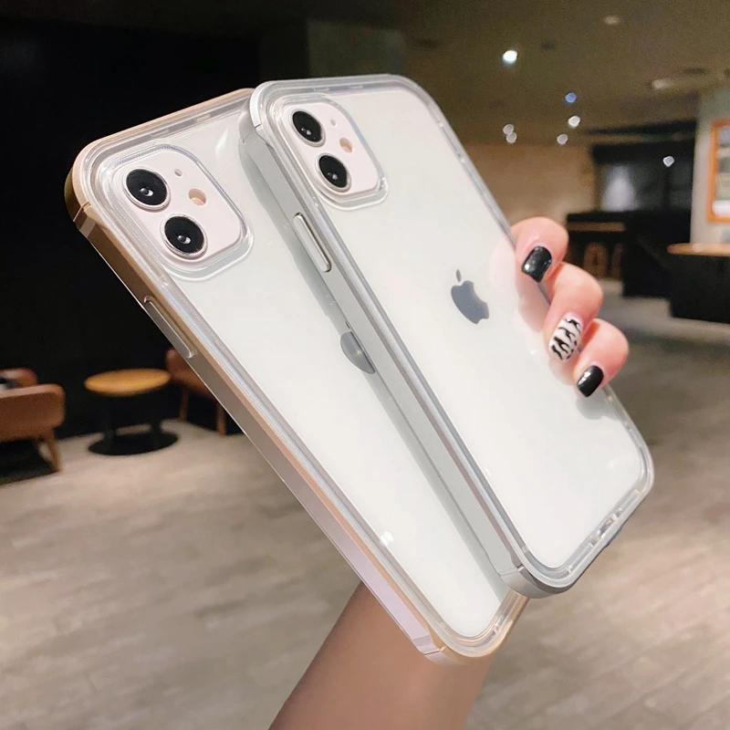 Transparent Candy color bumper Anti-knock Case for iphone 12 12Pro Max 11 11Pro XR X XS Max SE2020 7 8 Plus shockproof cover