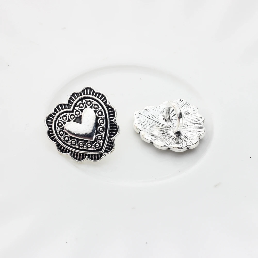 3 teile/los 27 MM Retro Zink-legierung Süße Herz Dekorative Tasten Charms Anhänger für DIY Zubehör – Detail 2