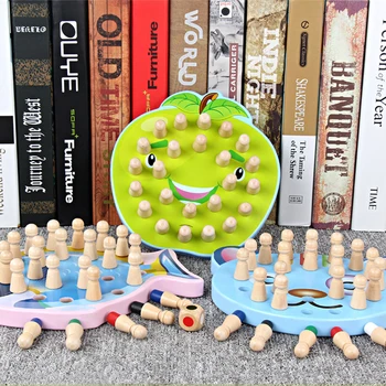 

Educational Learning Toys Board Game For Children 3D Puzzle Wooden Toys Color Montessori Pulling Radish Memory Match Chess Game