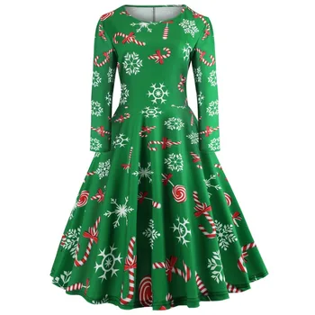 

Christmas Party Vestidos Autumn Winter Floral Print Vintage Dress Elegant Dresses Tunic Robe Dress costumes