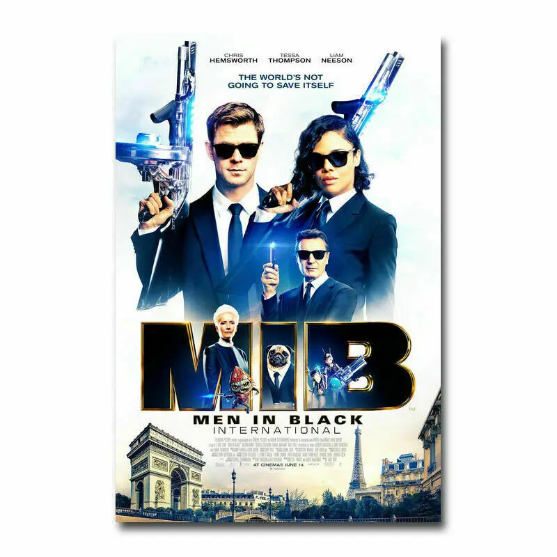 Для мужчин в черном цвете международной 2019 фильм Шелковый тканевый плакат Арт