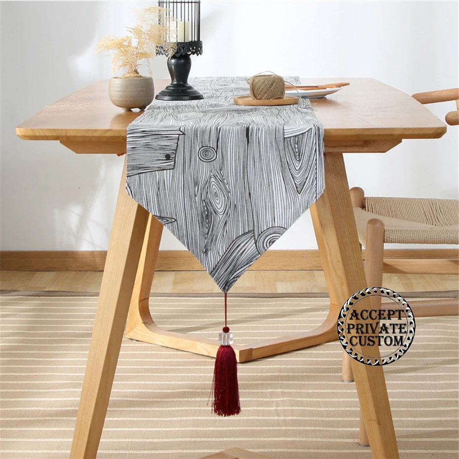 

Multi-Size Wood Grain Table Runners for Home Dining Table Decorative Coffee Table 13 by 96 Inches Cotton Linen Table Runner