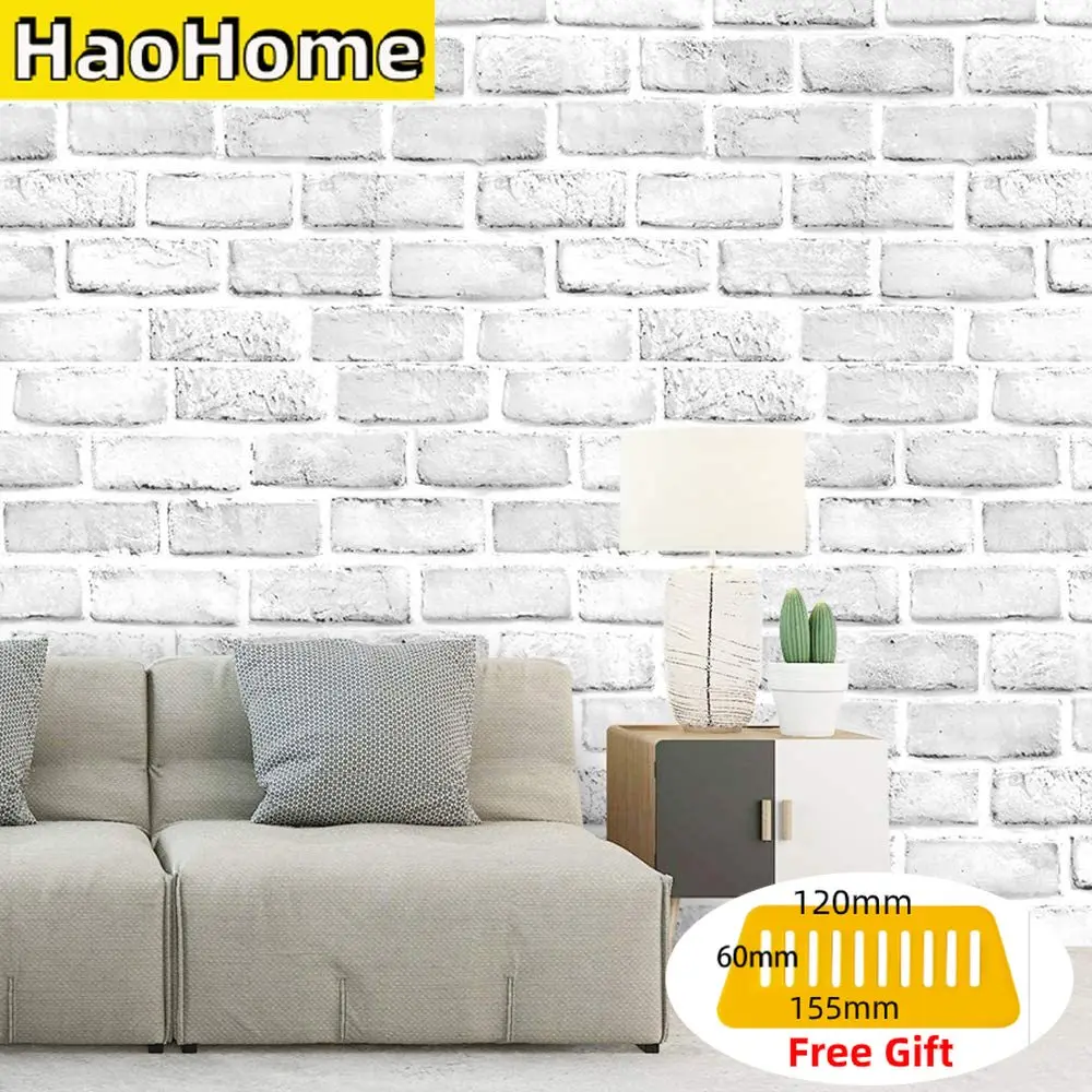 HaoHome белая/серая кожура и палочка из искусственного кирпича самоклеящаяся