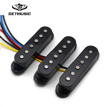 

Alnico 5 Single Coil Staggered Top Fiber Bobbin Pickup Electric Guitar Pickup Neck/Middle/Bridge 50/50/52mm for FD Guitar Black