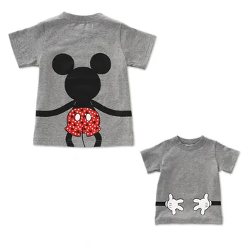 

Family Matching Mouse Cotton Outfits Mummy and Me T-shirt Father Mother Daughter Son Clothes Baby Mickey Minnie Printing Top