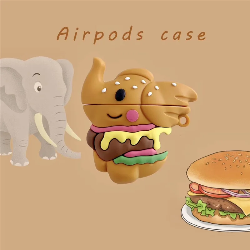 Силиконовый 3D чехол для гамбургера Дамбо airpods 2 1 коробка наушников airpod pro