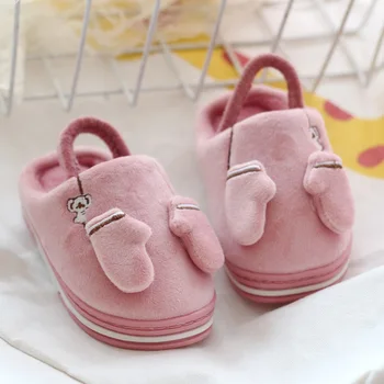 

Children baby slippers autumn/winter kids home shoes boys warm cartoon indoor slippers girls non-slip plush velvet slippers