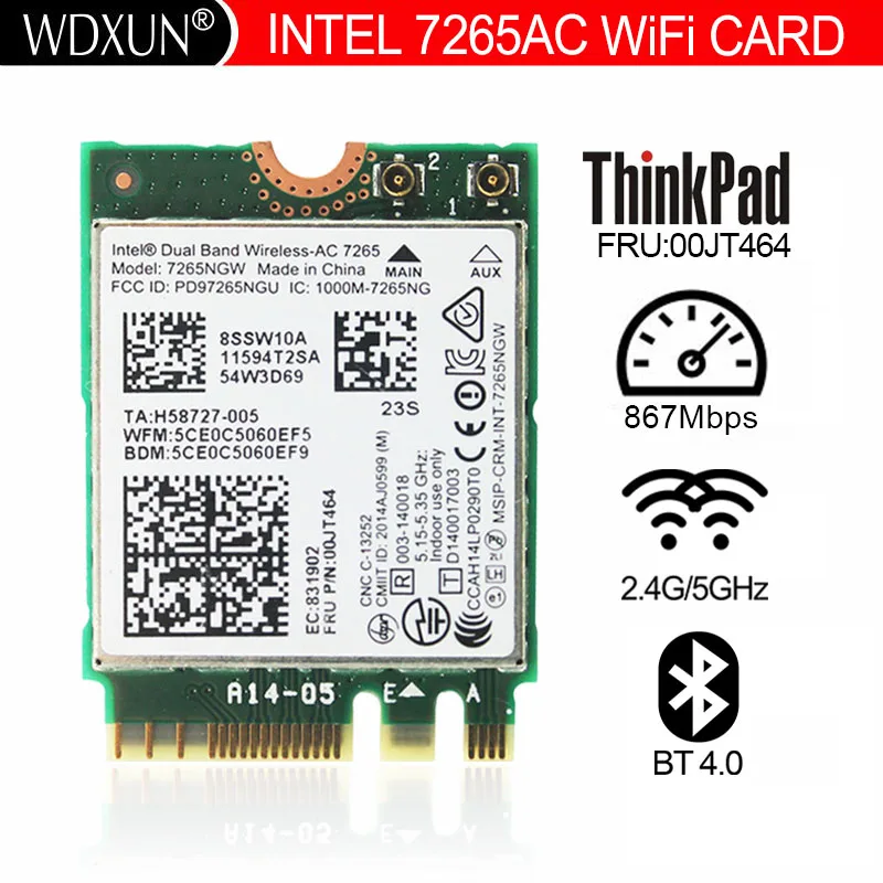 Двухдиапазонная сетевая карта 7265AC 2 4g 5g wireless-AC 7265 802.11ac 867 м BT4.0 00JT464 04X6030 T450 X250