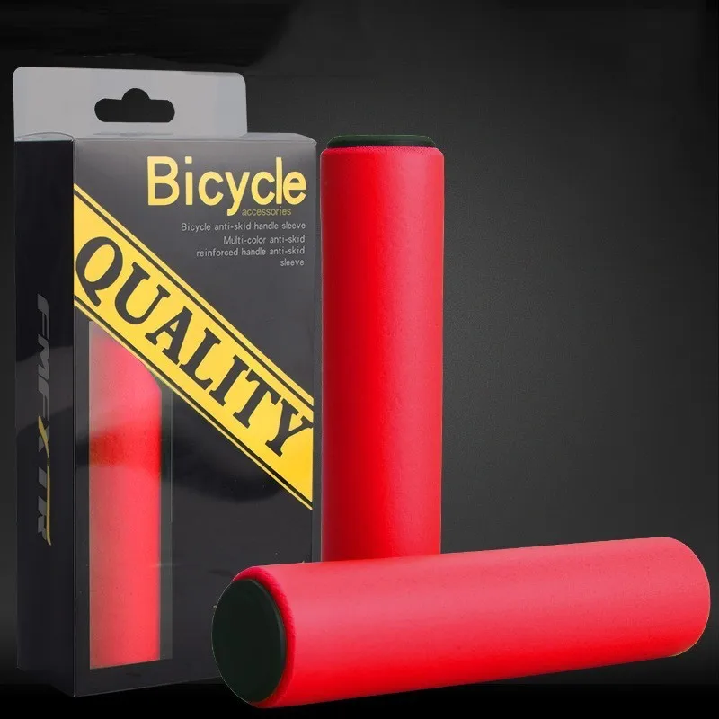 Red Рукоятки для руля велосипеда MTB, сверхлегкие силиконовые губки, детали для велосипеда, противоскользящая ручка, фиксатор, совместимый с диаметром 22,2 мм - Цвет: Red