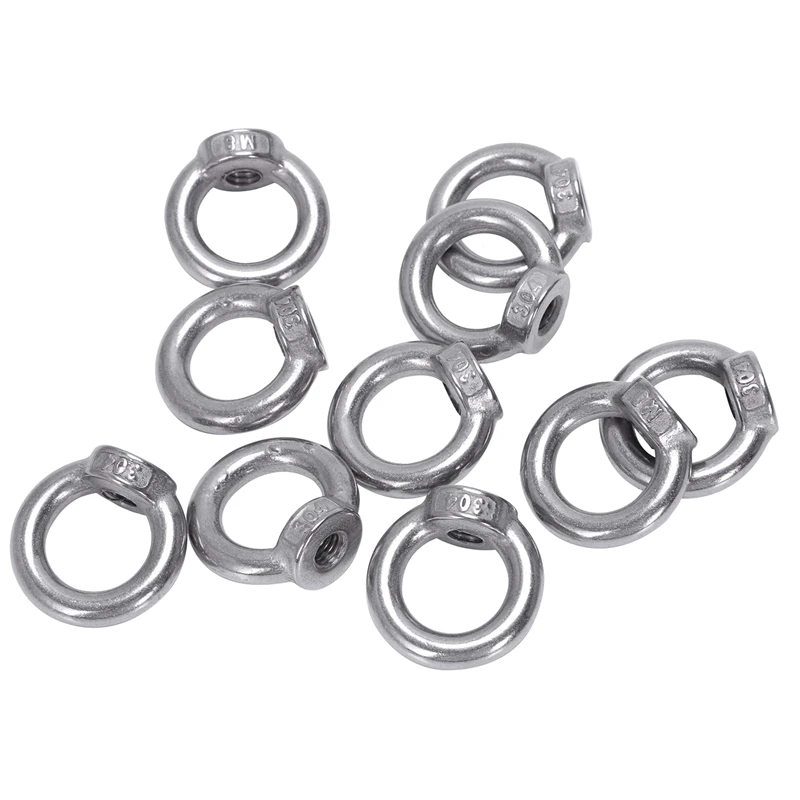 

M8 Female Thread Stainless Steel Lifting Eye Nuts Ring 10 Pcs