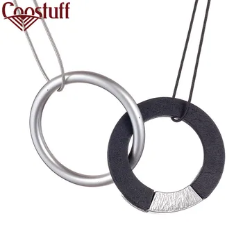 

Vintage Women's Circle Long Chain Necklaces Jewelry Round Statement Pendants Female Suspension Neck Decoration Accessories Gifts