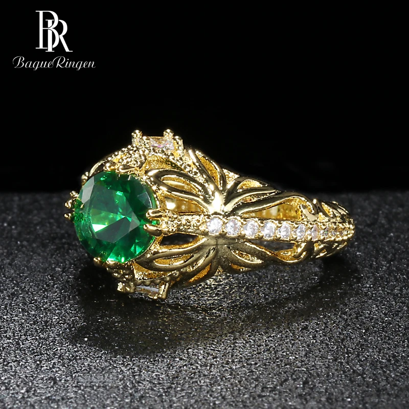 Bague Ringen, Овальный Изумрудный дворец, полый узор, серебро 925, ювелирное изделие, винтажное Драгоценное кольцо для женщин, Бабочка, корона