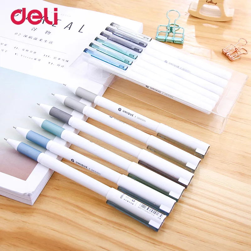 

Deli A008 prime impression neutral pen 0.5 mm simple students use waterborne needle pen students Korean small fresh lovely