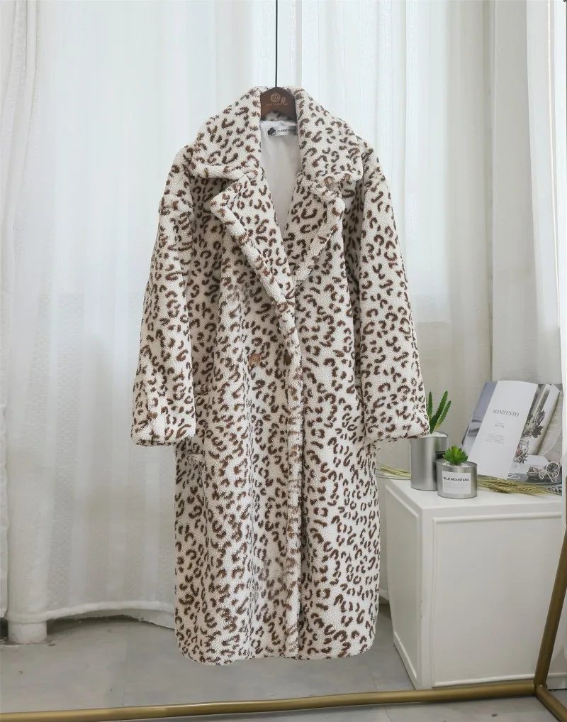 MONMOIRA зимние негабаритные леопардовые плюшевые пальто и куртки женская толстая верхняя одежда пальто из искусственного меха женские XS-3XL меховые пальто cwf0206-5 - Цвет: Белый