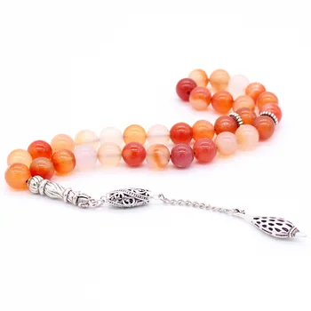 

33Tasbih Muslim Bracelet Agate Stone Jewelry Ramadan Bracelet Beads Islamic National Element Pendant Gift