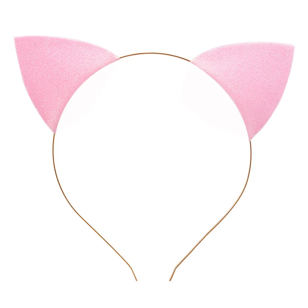 Pink Высокое качество женские блестящие кошачьи уши повязка Косплей-повязка на волосы диск яркая точка изогнутая Кепка поддержка Прямая поставка - Цвет: Pink
