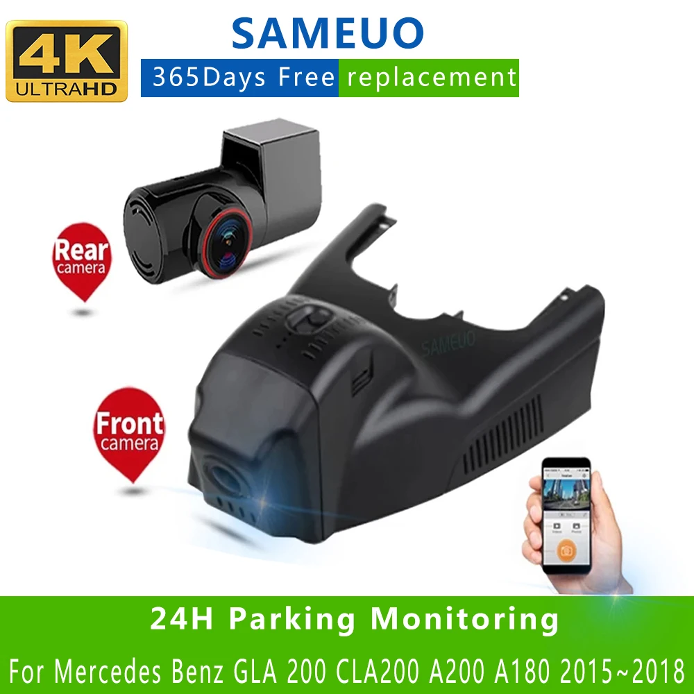 Car Dvr For Mercedes Benz GLA 200 CLA200 A200 A180 2015~2018  Wifi Dual Lens Dash Cam Night Vision Dashcam Video Recorder
