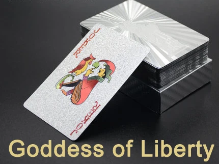 Goddess of Liberty Золотые карты карты игральные Качественный черный водонепроницаемый ПВХ пластик волшебный набор игральных карт прочный покер настольная игра Техасская Магическая коробка-Упакованные 54 шт/колода - Цвет: Goddess of Liberty