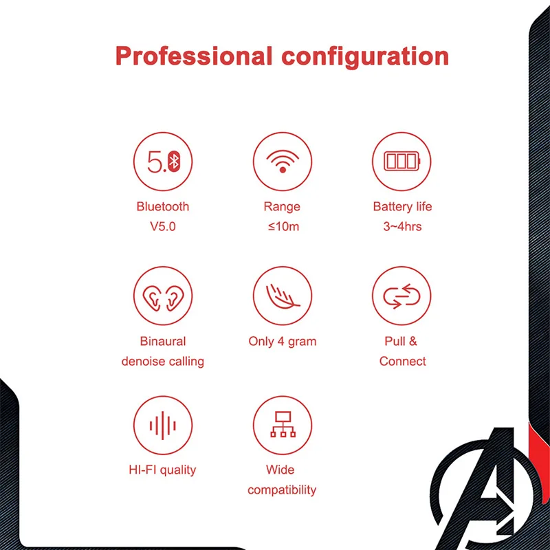 Captain America Iron Man TWS Bluetooth Earphone Captain Marvel Wireless Headphones Spider Man Sports Waterproof Earbuds Headset