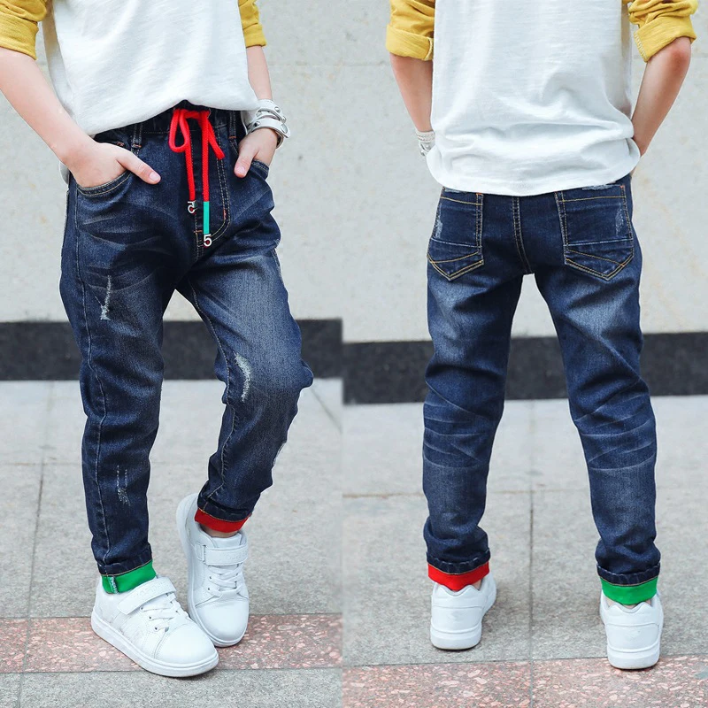  IENENS Baby Boys Jeans Slim Denim Trousers Children Kids Stretch Jeans Young Boy Straight Cowboy Lo