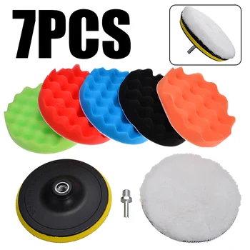 

7Pcs 6inch Polishing Buffing Pad Sponge Kit Car Polisher with M14 Thread Adapter Car Waxing Buffing Cleaning Tool