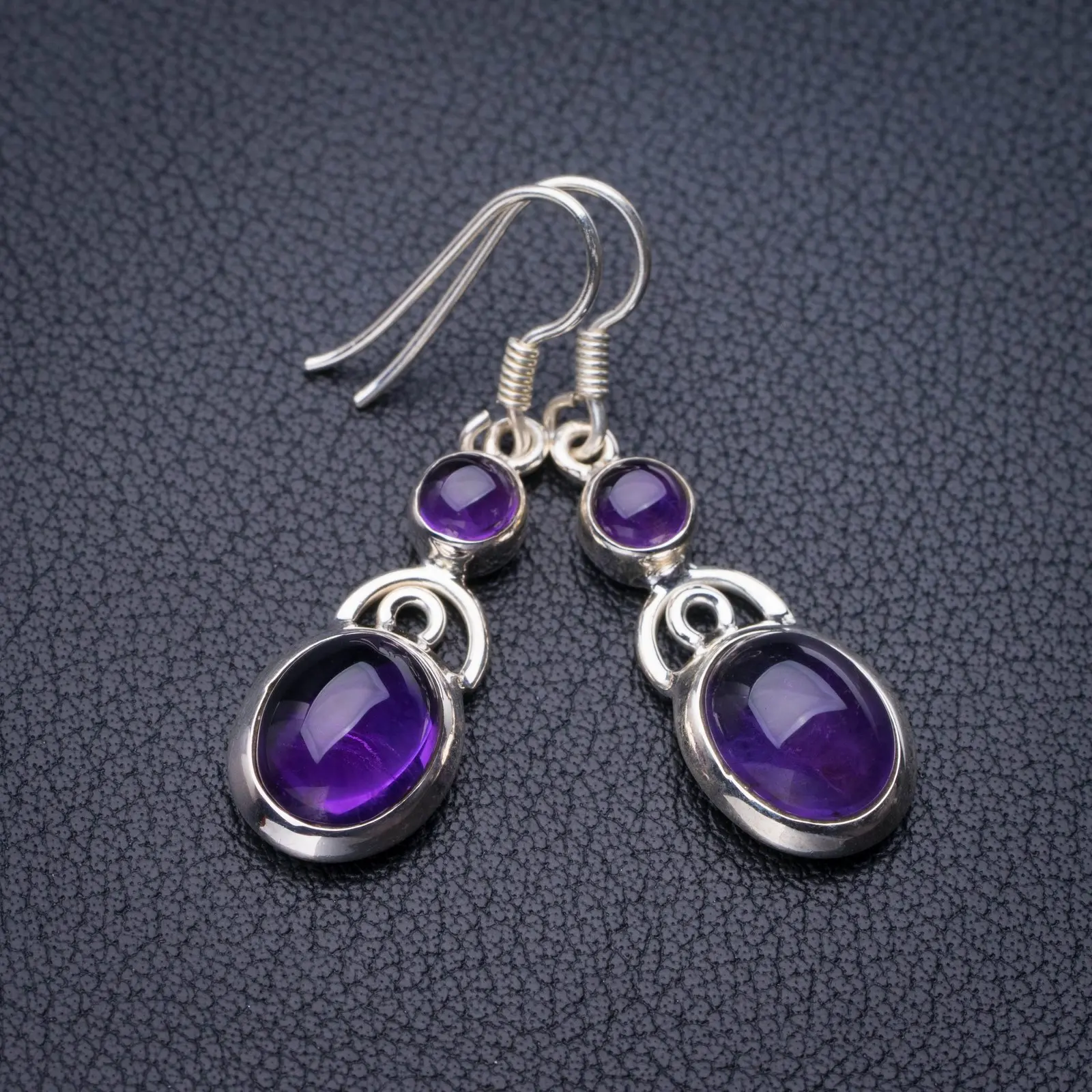 

StarGems Natural Amethyst Handmade 925 Sterling Silver Earrings 1.5" E1159