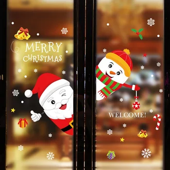 

2019 new DIY Santa window decoration foil window glass door stickers self-adhesive seamless wall stickers wallpaper