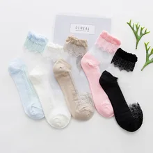 7 пар Для женщин носки Новые Одежда высшего качества Для женщин сладкие кружева ультратонкие, прозрачные носки короткая куртка прозрачные гольфы из сетчатого материала с цветочным украшением тонкие носки, носки по щиколотку, Sokken